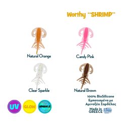 Szalagos szilikon garnéla ‘Nerd Shrimp’, 4,5 cm