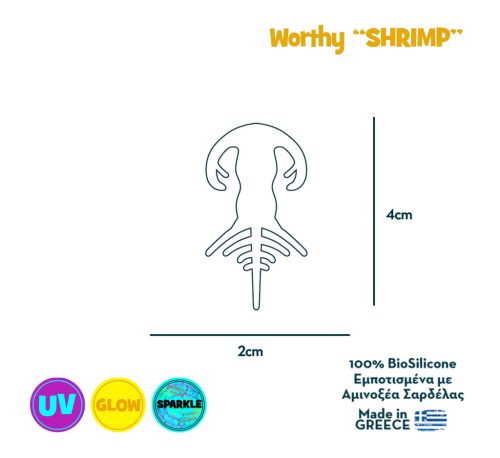 Szalagos szilikon garnéla ‘Nerd Shrimp’, 4,5 cm